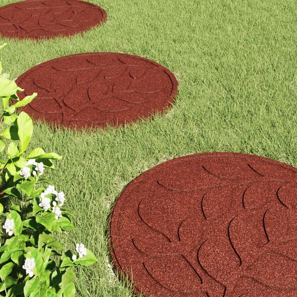 vidaXL Kamień kroczący 6 pcs Czerwony &Oslash; 44 x 2 cm Guma