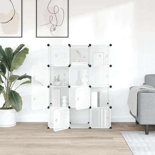 vidaXL Organizer do przechowywania kostek z 12 kostkami i drzwiczkami, przezroczysty PP