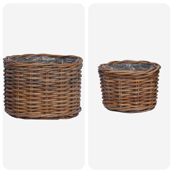 vidaXL Kosz na rośliny z przechowywaniem 2 pcs Brązowy Rattan Kubu