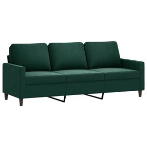 vidaXL Sofa 3-osobowa, ciemnozielony, 180 cm, obita aksamitem