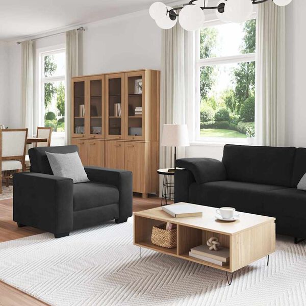 vidaXL 3-częściowy komplet wypoczynkowy, obity aksamitem, czarna