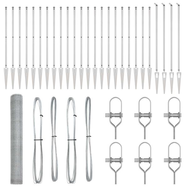 vidaXL Słupek ogrodzeniowy. Srebrny 50 x 1,4 m (siatka 25 mm) Stal