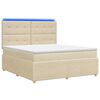 vidaXL Ł&oacute;żko z box spring LED z materacem kremowy 140 x 200 cm tkanina