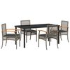 vidaXL Zestaw do jadalni w ogrodzie 5 pcs Szary i czarny rattan