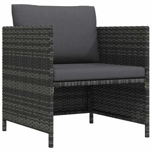 vidaXL Sofa ogrodowa z poduszkami, szara, polirattanowa