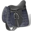 vidaXL Zestaw do osiodłania konia 17,5" z naturalnej sk&oacute;ry czarny 18 cm 5 w 1