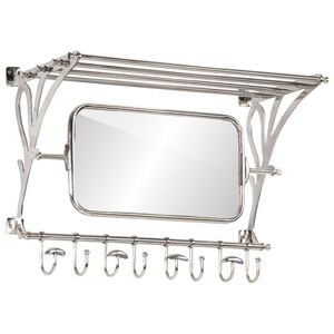 vidaXL P&oacute;łka na bagaże z wieszakami i lustrem, ścienna, aluminium