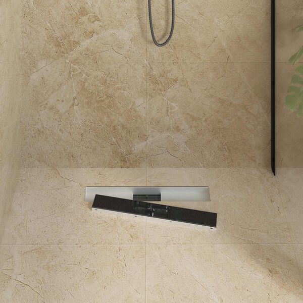 vidaXL Odwodnienie prysznicowe z osłoną szklaną Czarny 60 cm