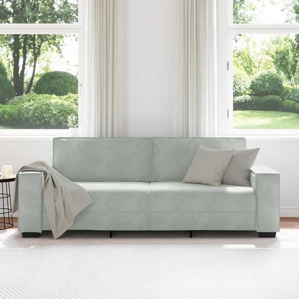 vidaXL Sofa 3-osobowa, jasnoszara, 220x78x84 cm, tapicerowana aksamitem