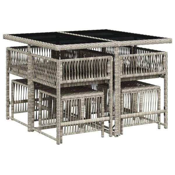 vidaXL 9-cz. zestaw mebli ogrodowych z poduszkami, jasnoszary