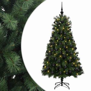 vidaXL Sztuczna choinka na zawiasach z bombkami 150 cm 150 LED
