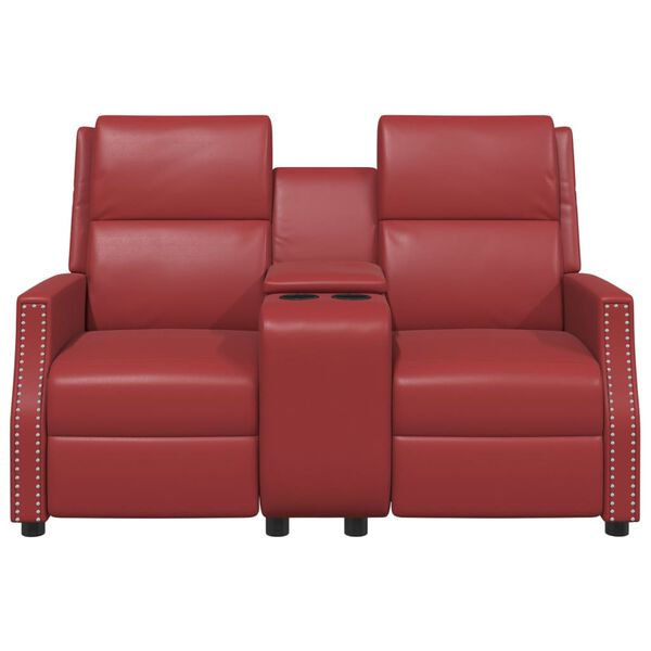 vidaXL Rozkładany fotel masujący 2-os., winna czerwień, sztuczna skóra