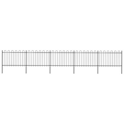 vidaXL Ogrodzenie z zaokrąglonymi końcami, stalowe, 8,5x1,2 m, czarne