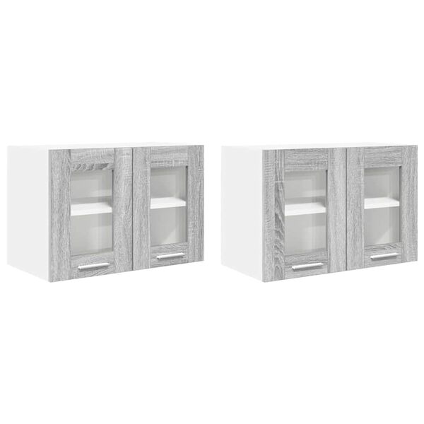 vidaXL Szafka wisząca z drzwiami 2 pcs Szary Sonoma 60 x 31 x 40 cm
