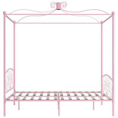 vidaXL Rama łóżka z baldachimem, różowa, metalowa, 160 x 200 cm