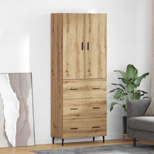 vidaXL Highboard 2 pcs Dąb rzemieślniczy Drewno inżynieryjne i szkło