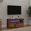 vidaXL Szafka pod TV z oświetleniem LED, stare drewno, 75x35x40 cm