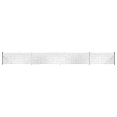 vidaXL Ogrodzenie z siatki, ze stopami słupków, srebrne, 0,8x10 m
