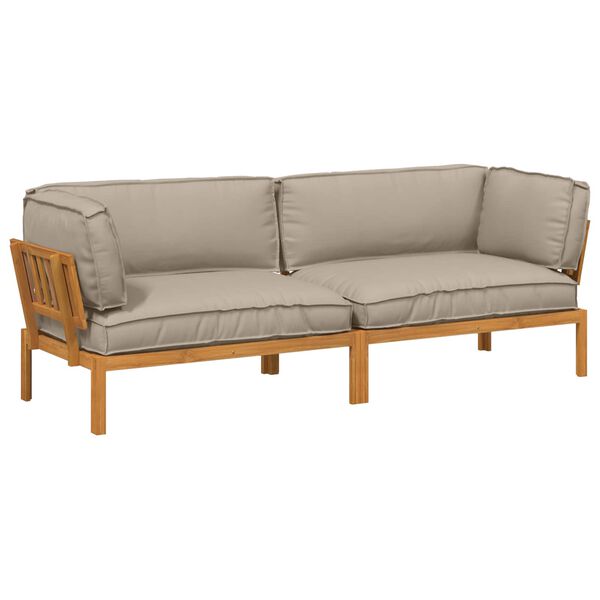 vidaXL Zestaw Sof z poduszką 2 pcs Ciemnoszary Lite Drewno Akacji