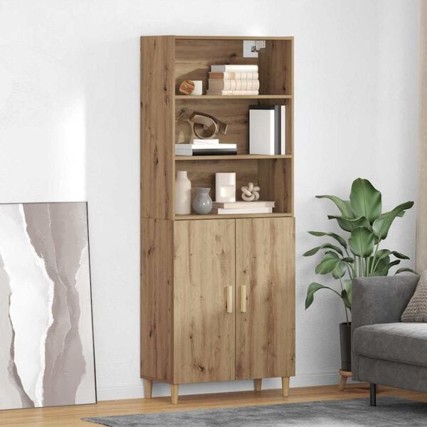 vidaXL Highboard Dąb rzemieślniczy 69,5 x 32,5 x 180 cm