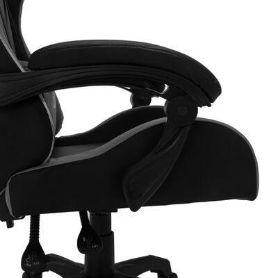 vidaXL Fotel dla gracza z RGB LED, szaro-czarny, sztuczna skóra