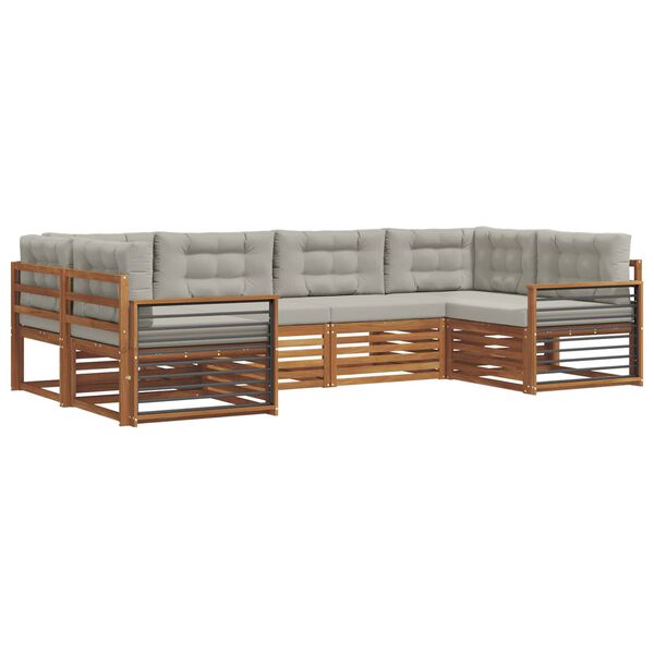 vidaXL Zestaw sof na zewnątrz z poduszką 6 pcs Naturalny i Jasny Szary