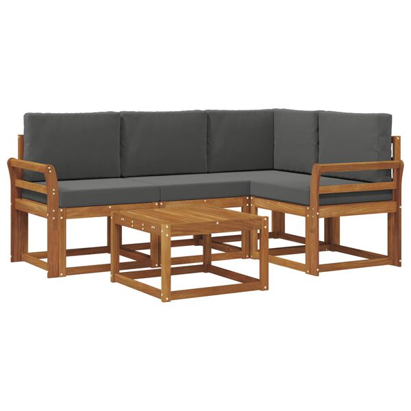 vidaXL Zestaw sof na zewnątrz z poduszką 5 pcs Naturalny i Antracytowy