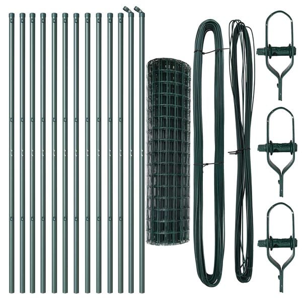 vidaXL Ogrodzenie z słupkiem Zielony 1 x 25 m Stal