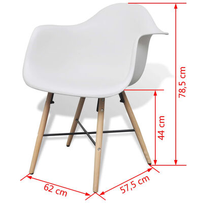vidaXL Krzesła stołowe, 6 szt., biały plastik i drewno bukowe