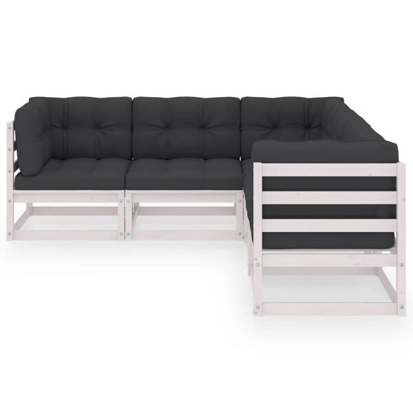 vidaXL 5-cz. zestaw mebli ogrodowych z poduszkami, lite drewno sosnowe