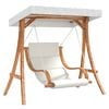 vidaXL Huśtawka z poduszką i zadaszeniem, lite drewno świerkowe