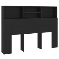 vidaXL Wezgłowie łóżka z półkami, czarne, 140x19x103,5 cm
