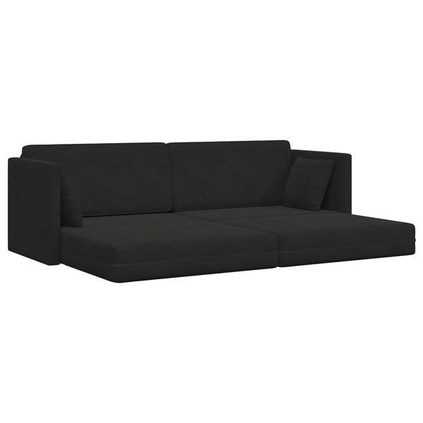 vidaXL Sofa podłogowa z funkcją spania 200cm Czarny Aksamit