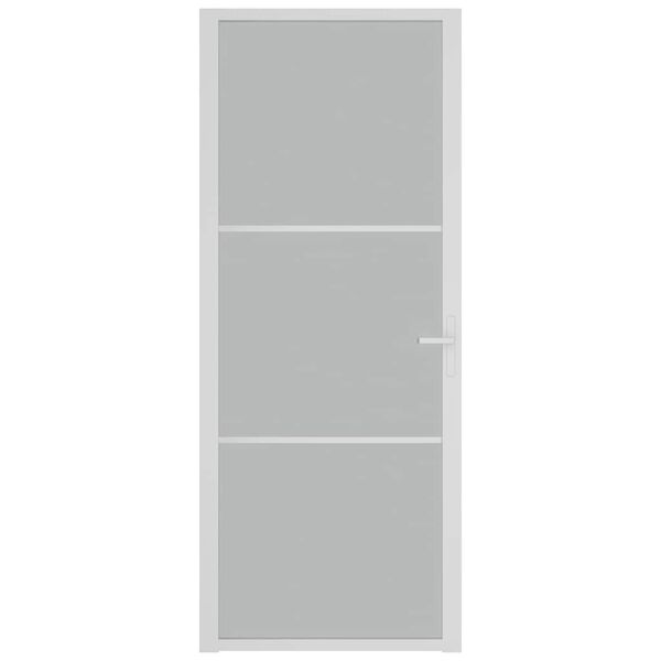 vidaXL Drzwi wewnętrzne, 83x201,5 cm, białe, matowe szkło i aluminium