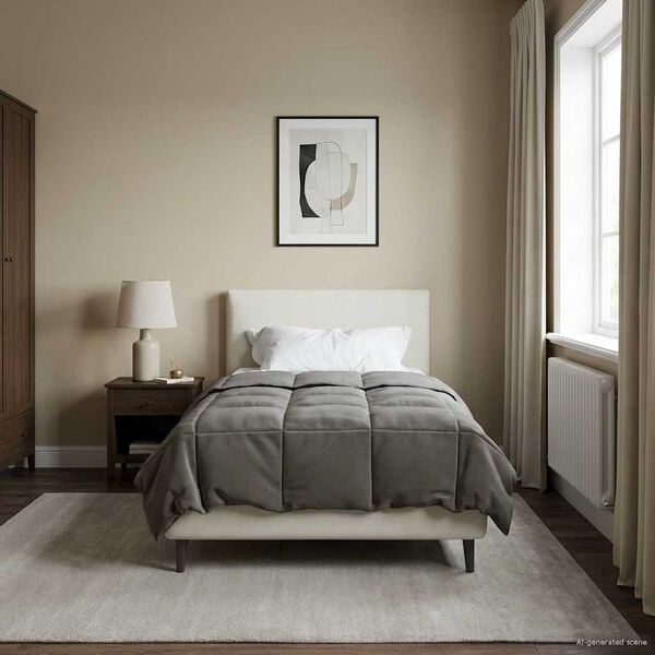 vidaXL Letni Kołdra Kwiłtowany Jasnoszary 140 x 220 cm Mikrofibra