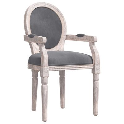 vidaXL Krzesło stołowe, ciemnoszare, 54x56x96,5 cm, obite aksamitem
