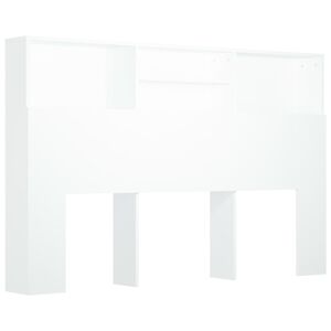 vidaXL Wezgłowie ł&oacute;żka z p&oacute;łkami, białe, 160x19x103,5 cm