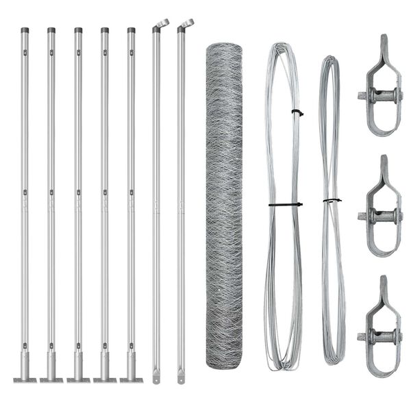 vidaXL Słupek ogrodzeniowy. Srebrny 10 x 1,2 m (siatka 50 mm) Stal