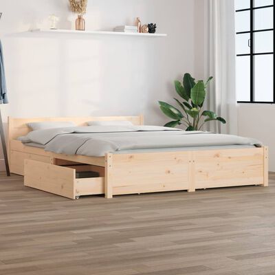 vidaXL Rama łóżka z szufladami, 135x190 cm