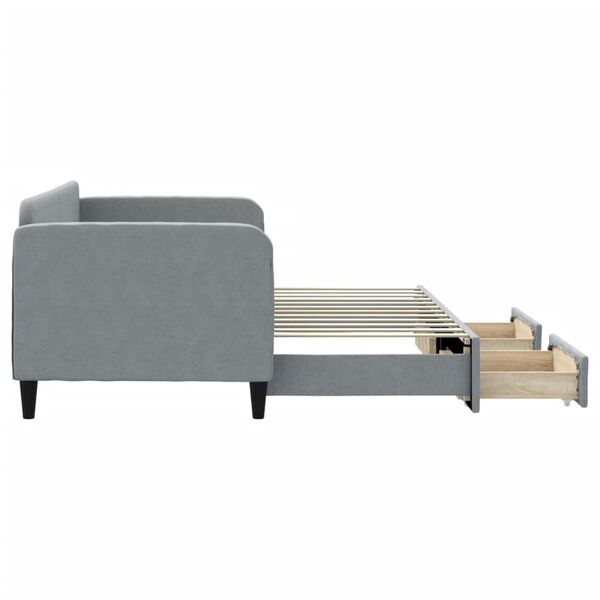 vidaXL Sofa rozsuwana z szufladami, jasnoszara, 80x200 cm, tkanina