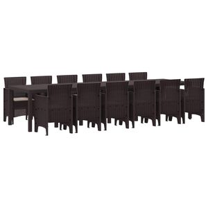 vidaXL Zestaw do jadalni w ogrodzie 13 pcs Brązowy Rattan Polt