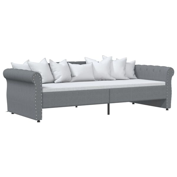 vidaXL Rama ł&oacute;żka, USB, jasnoszara, tapicerowana tkaniną, 90x200 cm