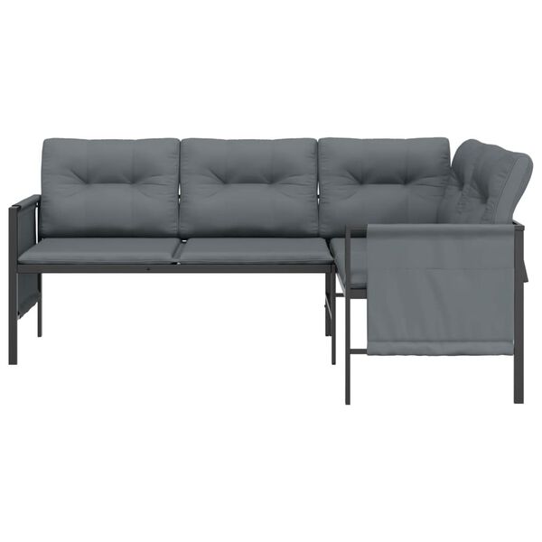 vidaXL Ogrodowa sofa narożna, antracytowa, stal i textilene
