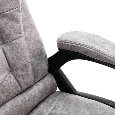 vidaXL Masujące krzesło biurowe, jasnoszare, sztuczna skóra zamszowa