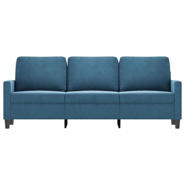 vidaXL Sofa 3-osobowa, niebieski, 180 cm, tapicerowana aksamitem