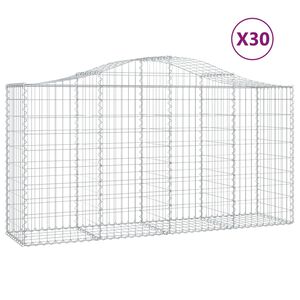 vidaXL Kosze gabionowe, 30 szt, 200x50x100/120cm, galwanizowane żelazo