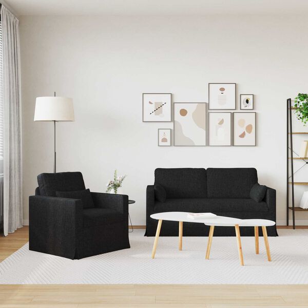 vidaXL Sofa 2 pcs Czarny