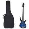 vidaXL Gitara basowa dla początkujących, z torbą, niebieska, 4/4, 46"