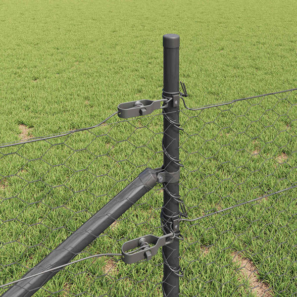 vidaXL Słupek ogrodzeniowy. Szary 10 x 0,5 m (siatka 36 mm) Stal i PVC