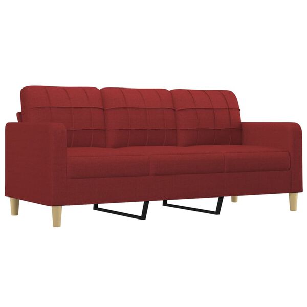 vidaXL 3-osobowa sofa z podn&oacute;żkiem winna czerwień 180 cm, tkaniną